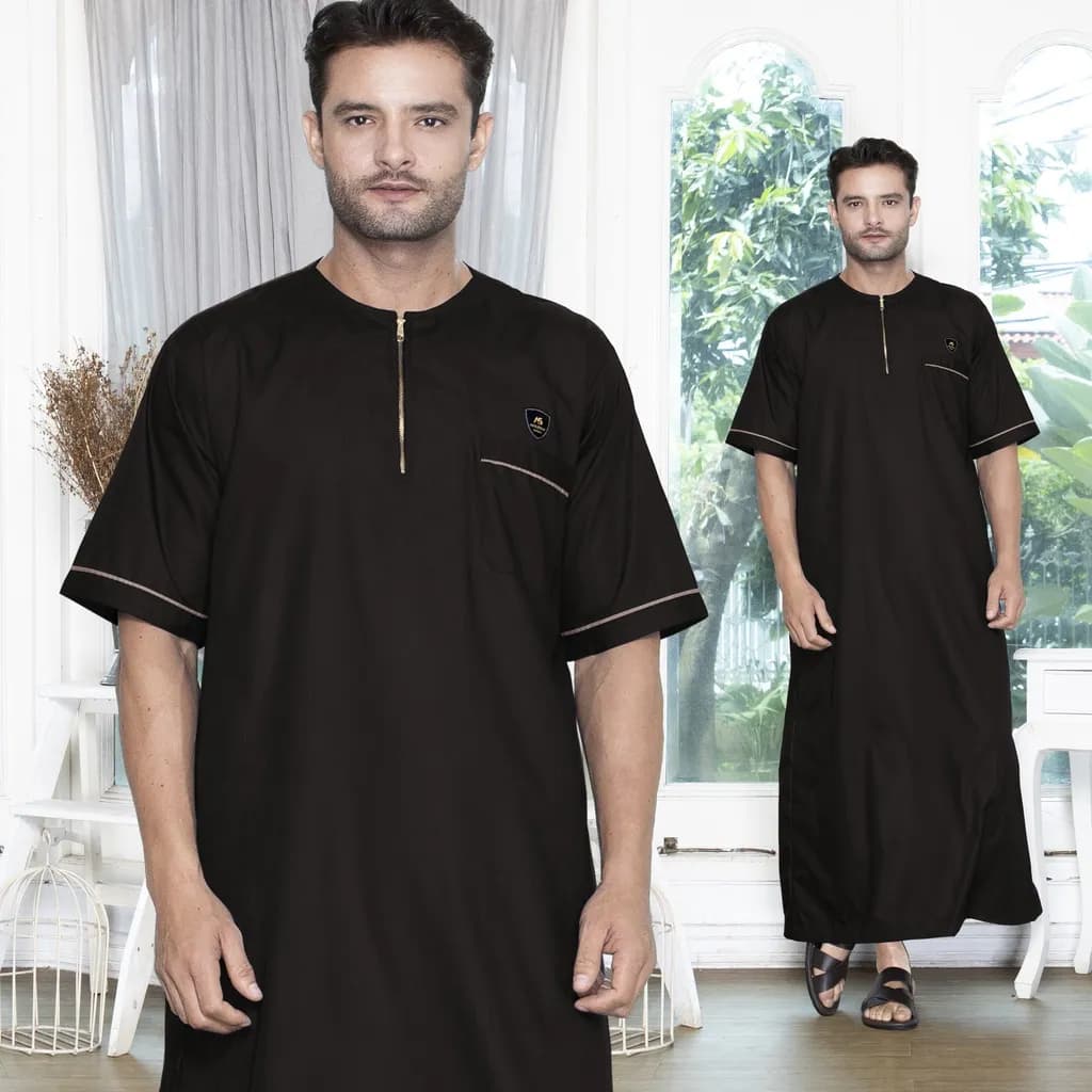 Assuffah I Jubah Pria Casual Lengan Pendek Motif Jefri Series