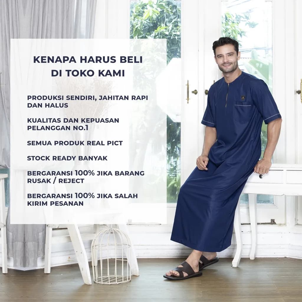Assuffah I Jubah Pria Casual Lengan Pendek Motif Jefri Series