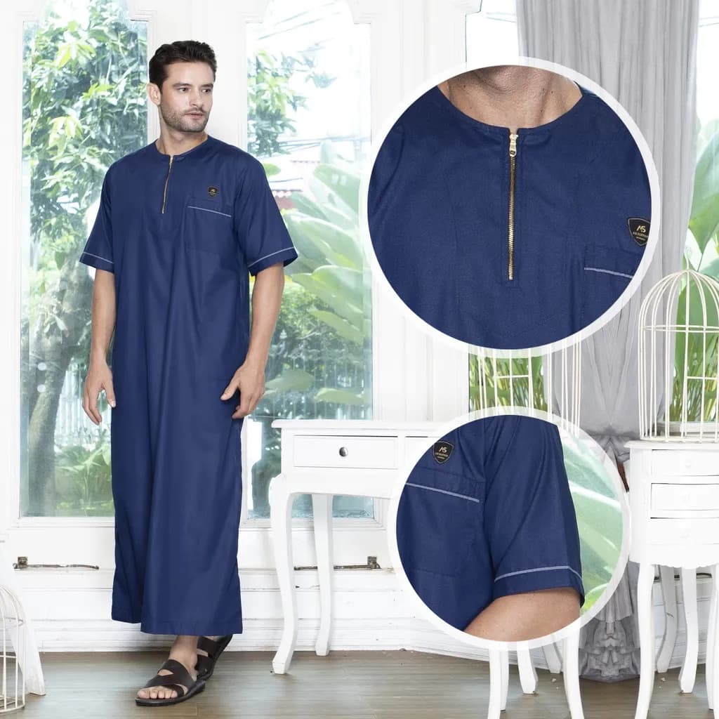 Assuffah I Jubah Pria Casual Lengan Pendek Motif Jefri Series