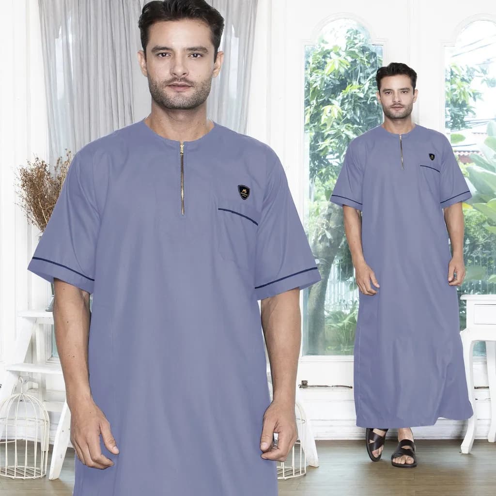 Assuffah I Jubah Pria Casual Lengan Pendek Motif Jefri Series