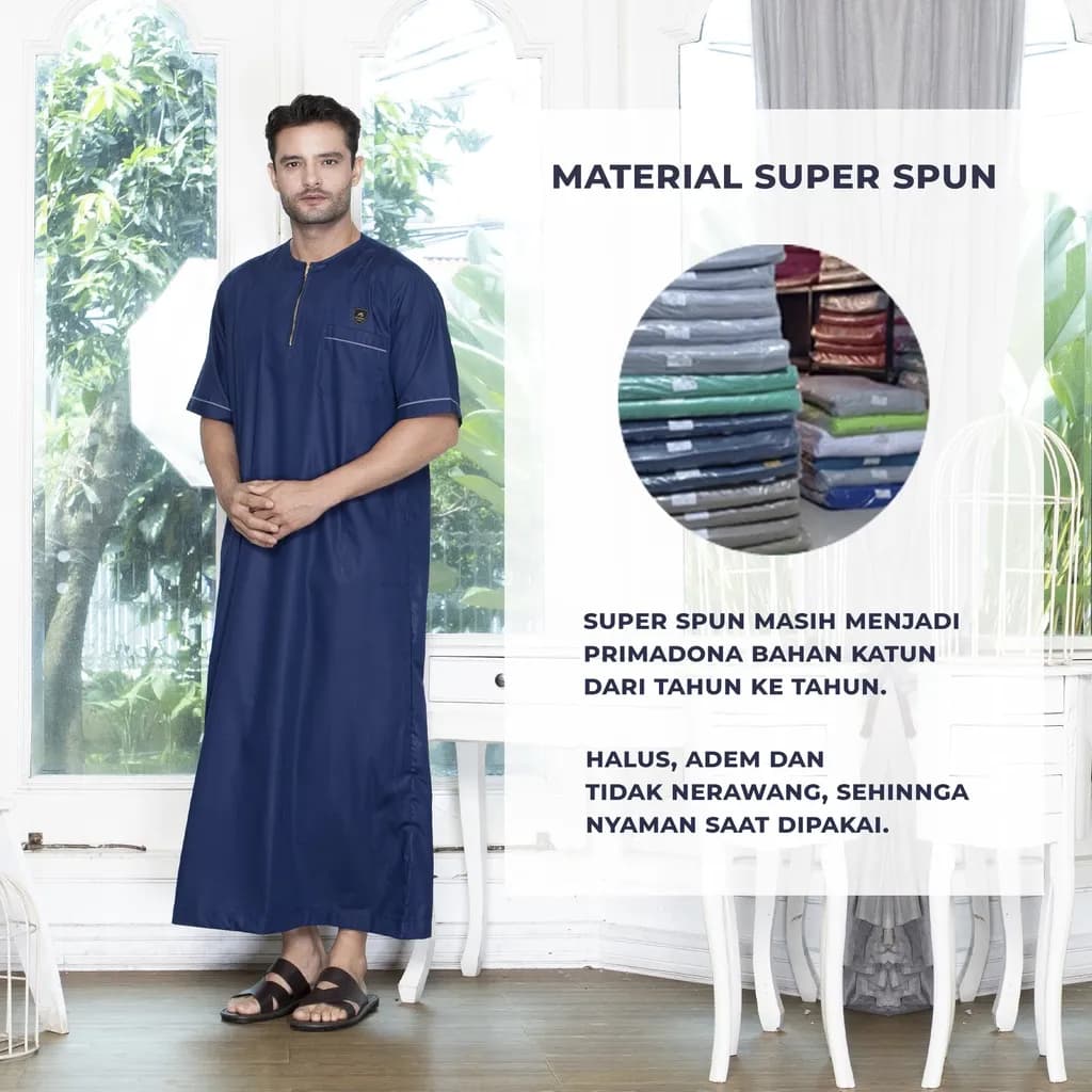 Assuffah I Jubah Pria Casual Lengan Pendek Motif Jefri Series