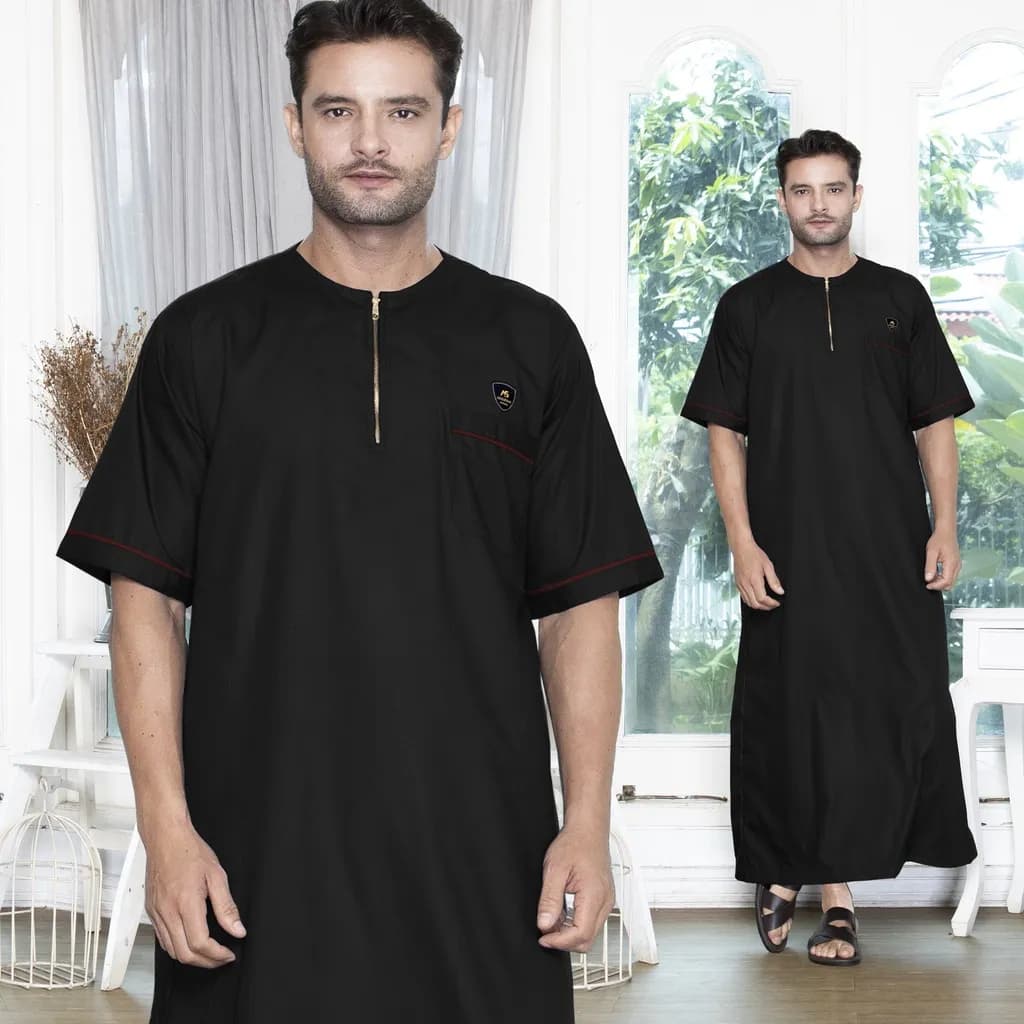 Assuffah I Jubah Pria Casual Lengan Pendek Motif Jefri Series