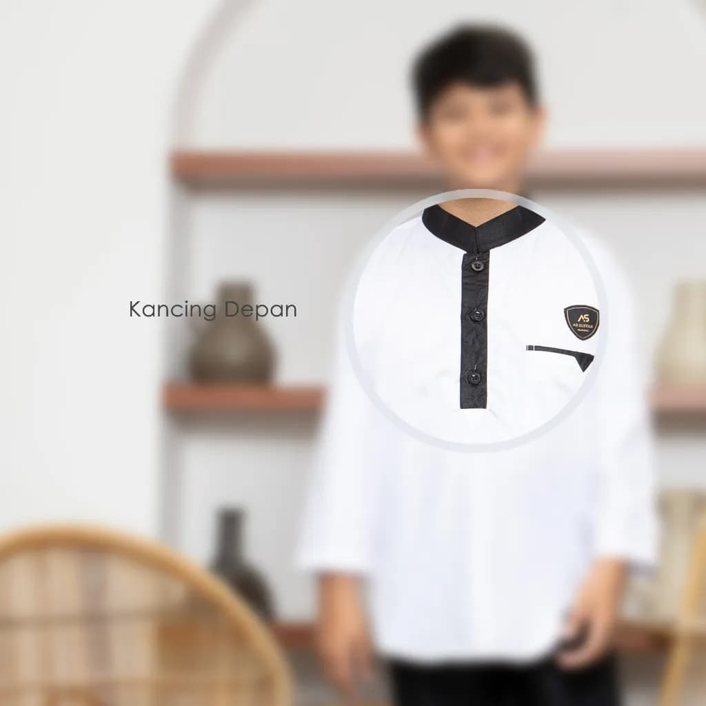 Assuffah I Setelan Koko Anak Hitam Putih 1-14 Tahun & Putih Putih Ahsan Series