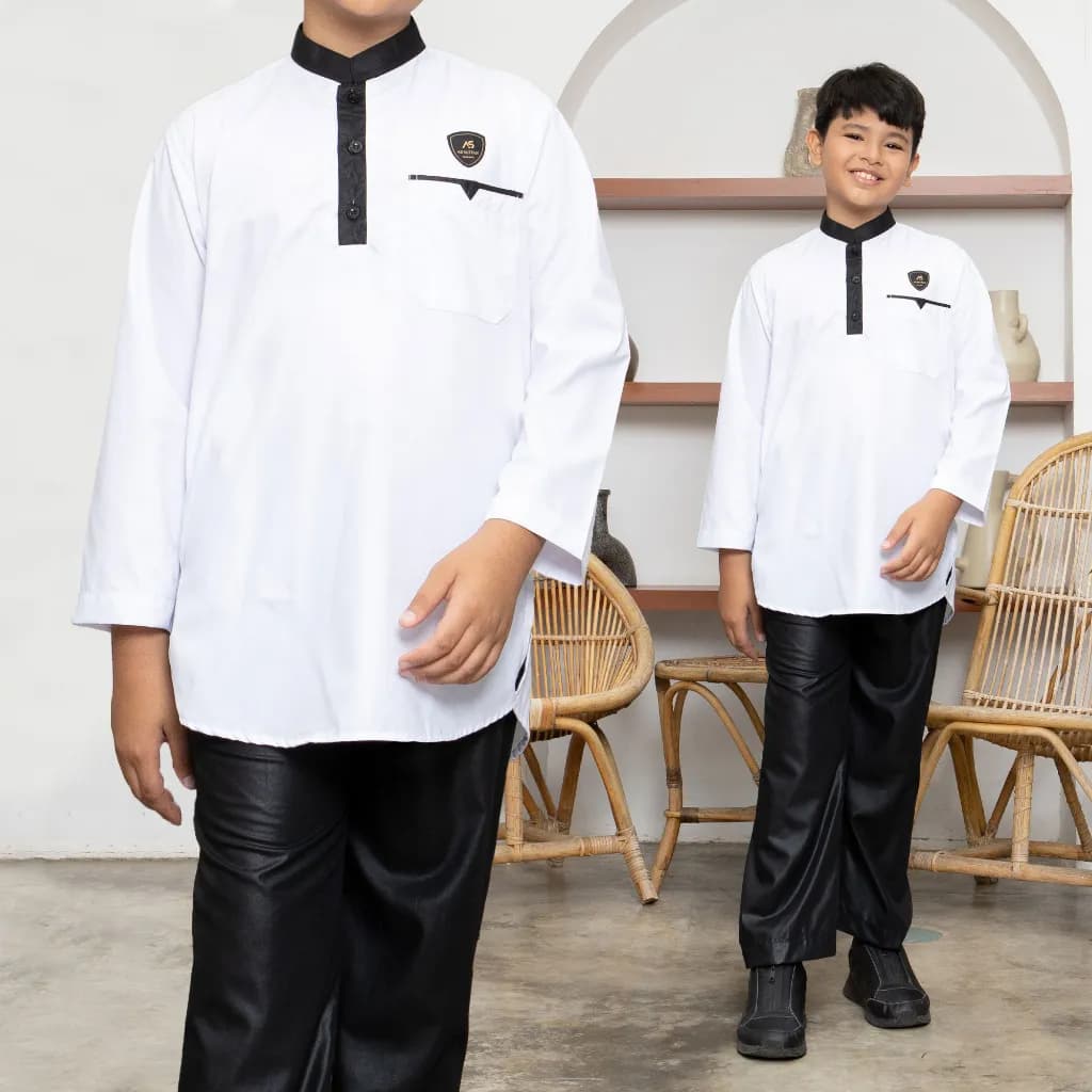 Assuffah I Setelan Koko Anak Hitam Putih 1-14 Tahun & Putih Putih Ahsan Series