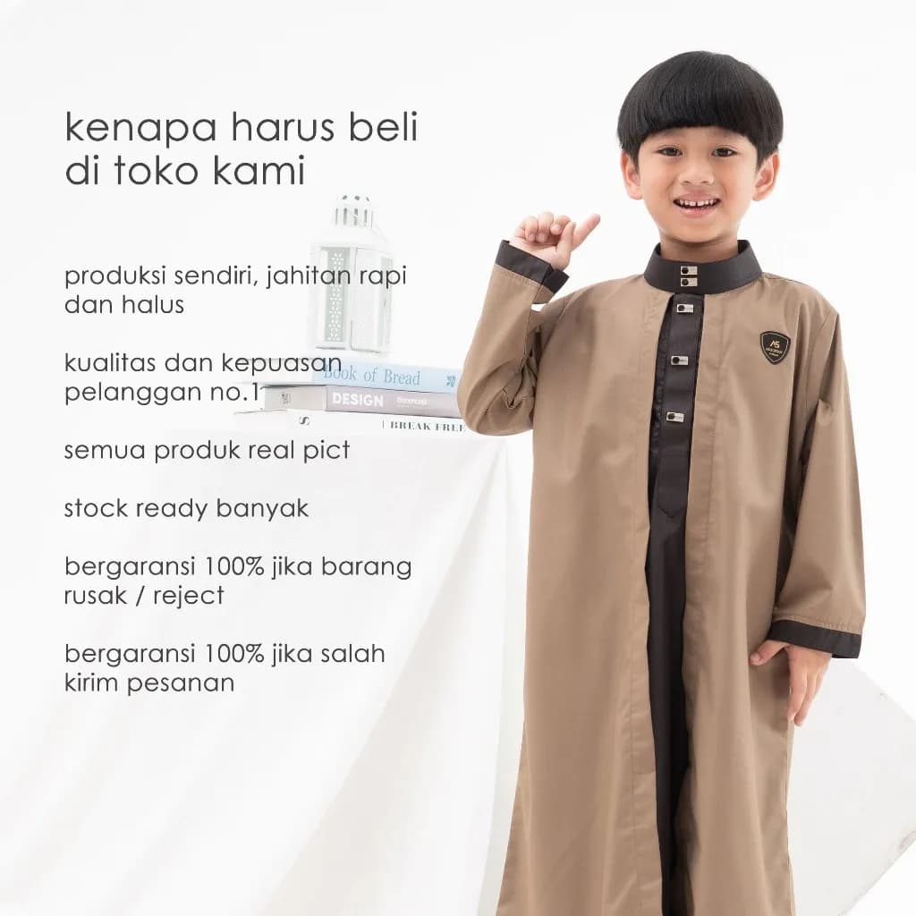 Assuffah I Jubah Kardigan Anak Jubah 2 Layer 1-8 Tahun Farhan Series