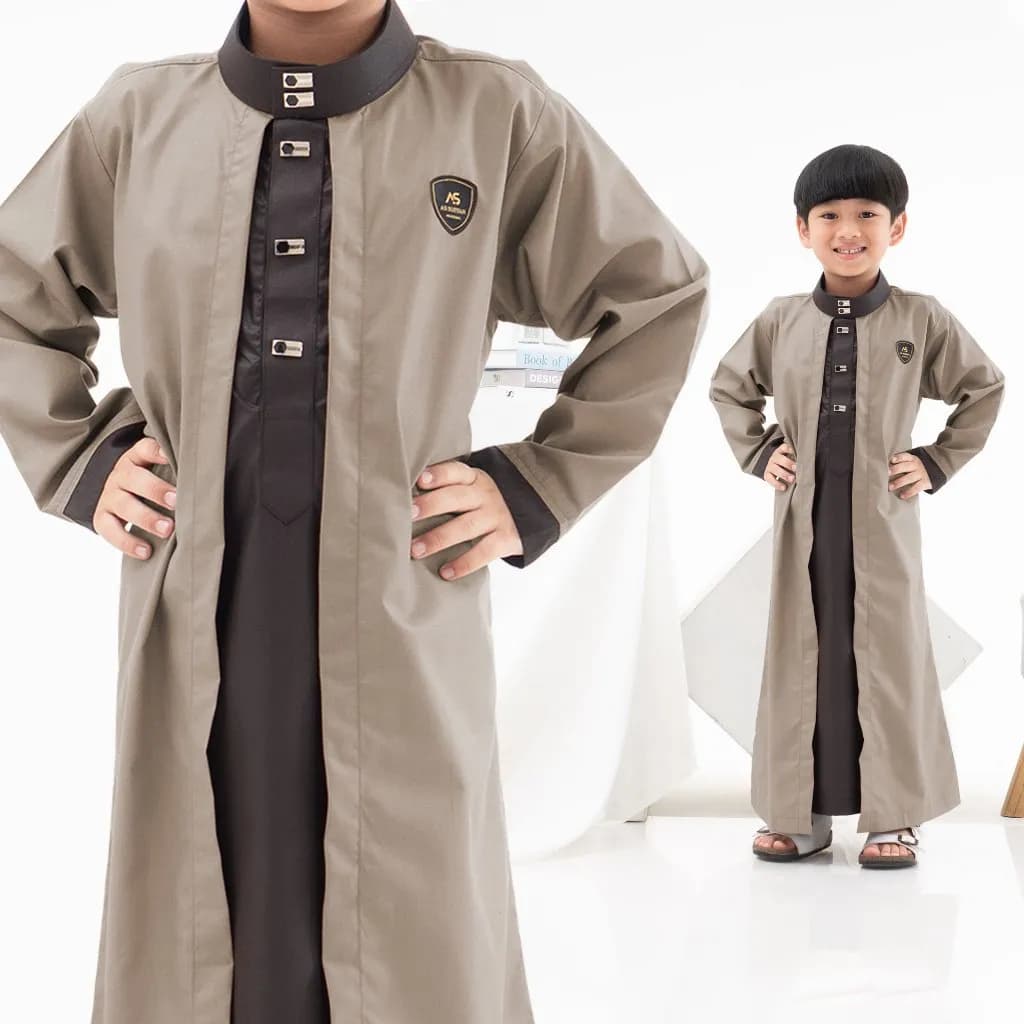 Assuffah I Jubah Kardigan Anak Jubah 2 Layer 1-8 Tahun Farhan Series