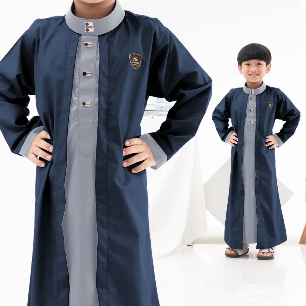 Assuffah I Jubah Kardigan Anak Jubah 2 Layer 1-8 Tahun Farhan Series