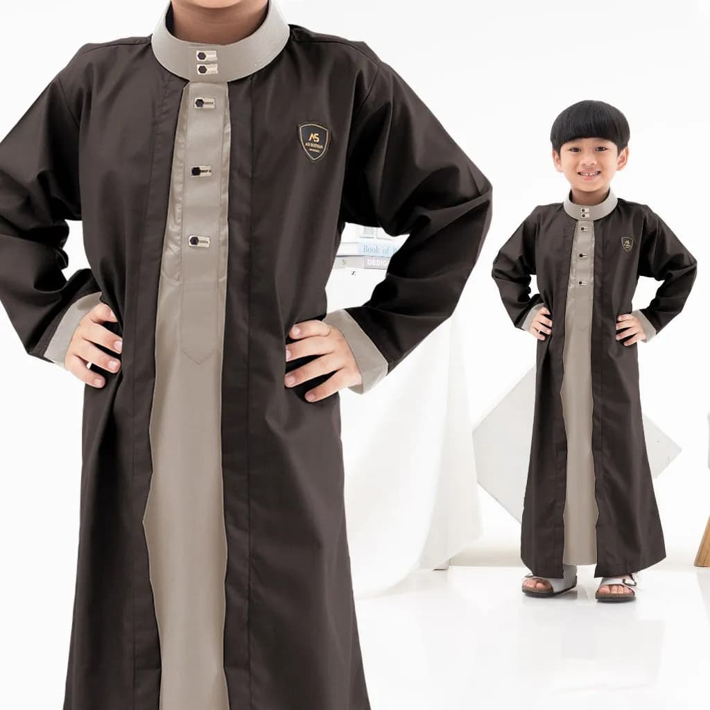 Assuffah I Jubah Kardigan Anak Jubah 2 Layer 1-8 Tahun Farhan Series
