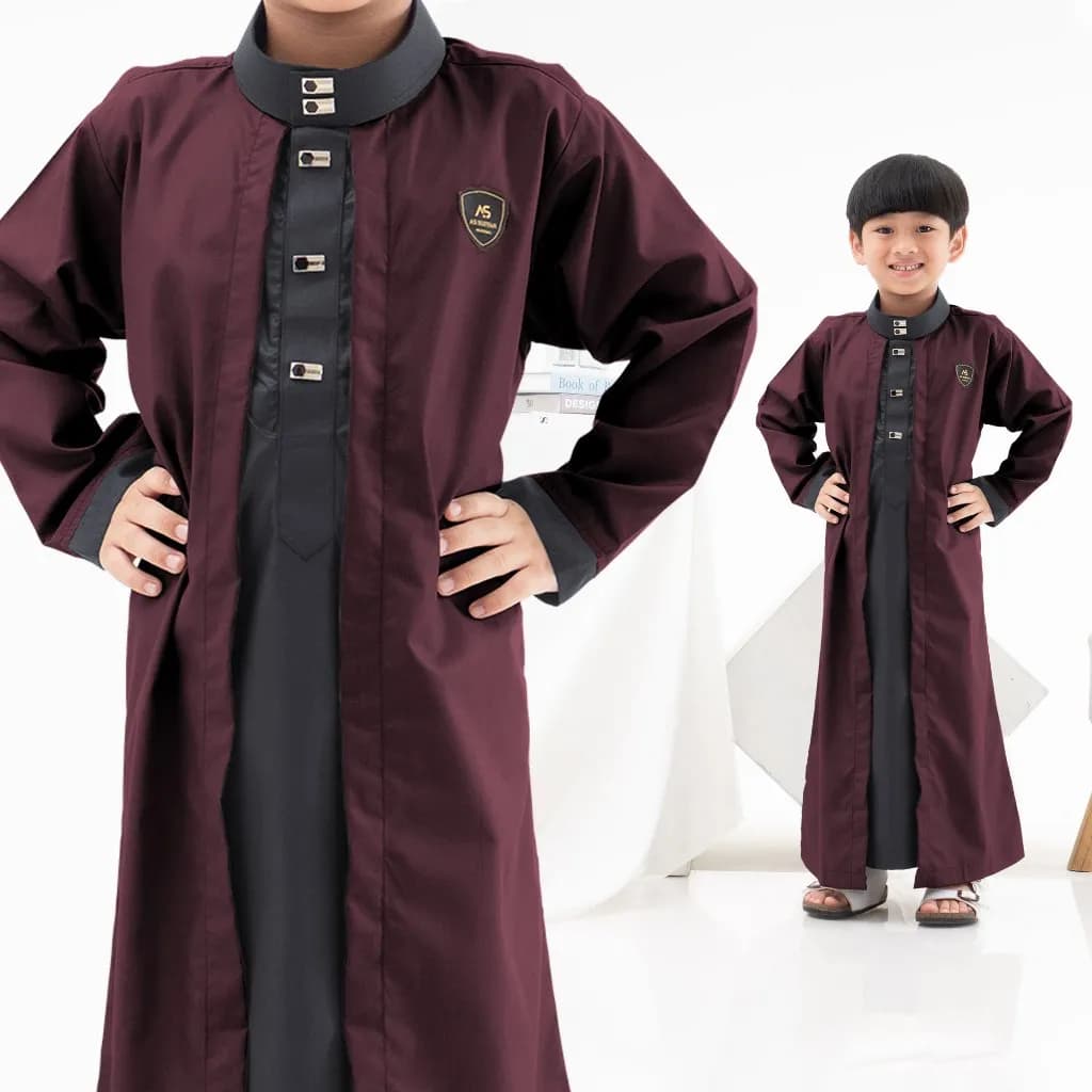 Assuffah I Jubah Kardigan Anak Jubah 2 Layer 1-8 Tahun Farhan Series