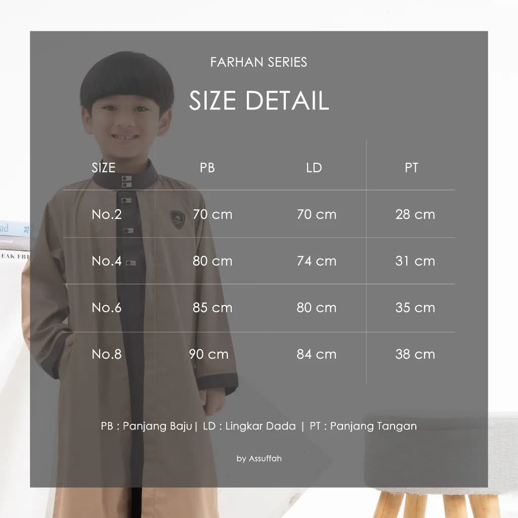 Assuffah I Jubah Kardigan Anak Jubah 2 Layer 1-8 Tahun Farhan Series