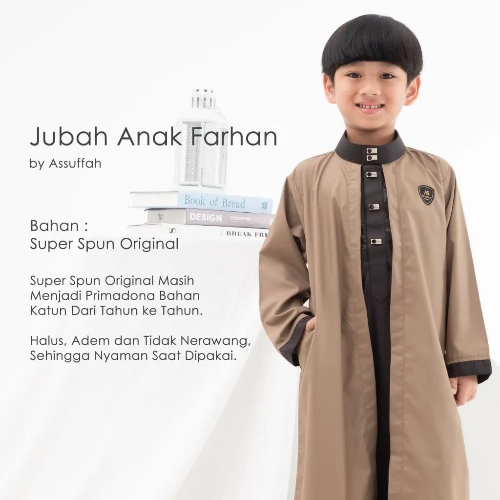 Assuffah I Jubah Kardigan Anak Jubah 2 Layer 1-8 Tahun Farhan Series