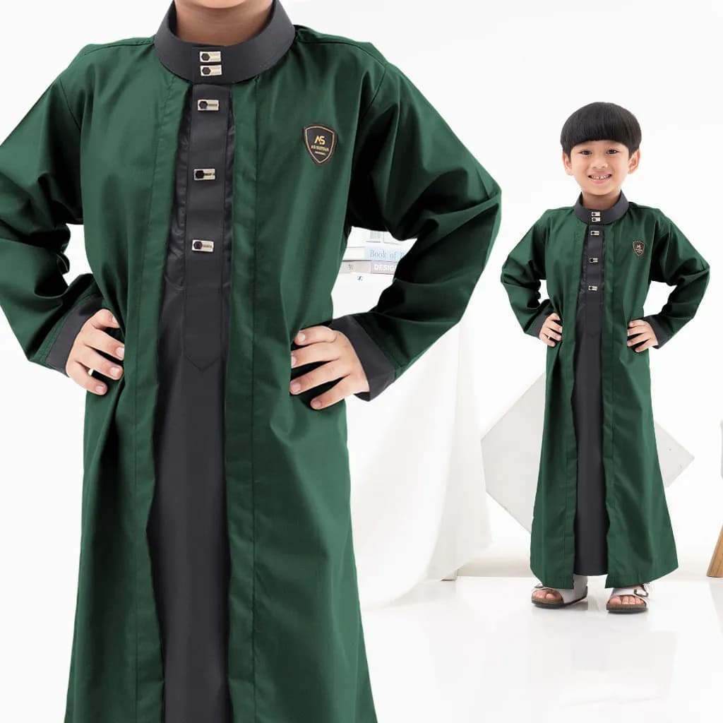 Assuffah I Jubah Kardigan Anak Jubah 2 Layer 1-8 Tahun Farhan Series