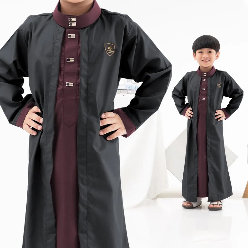 Assuffah I Jubah Kardigan Anak Jubah 2 Layer 1-8 Tahun Farhan Series