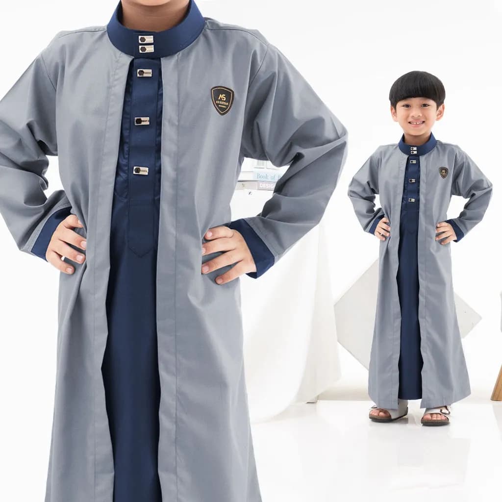 Assuffah I Jubah Kardigan Anak Jubah 2 Layer 1-8 Tahun Farhan Series