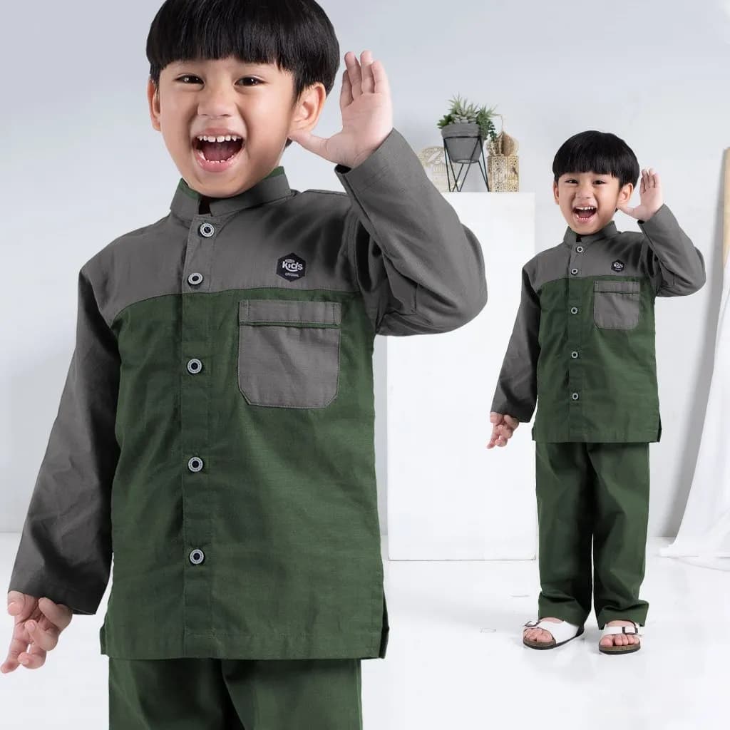 StyleKids | Baju Koko Anak Laki Laki 9-14 Tahun Setelan Koko Anak Lengan Panjang - Izyan