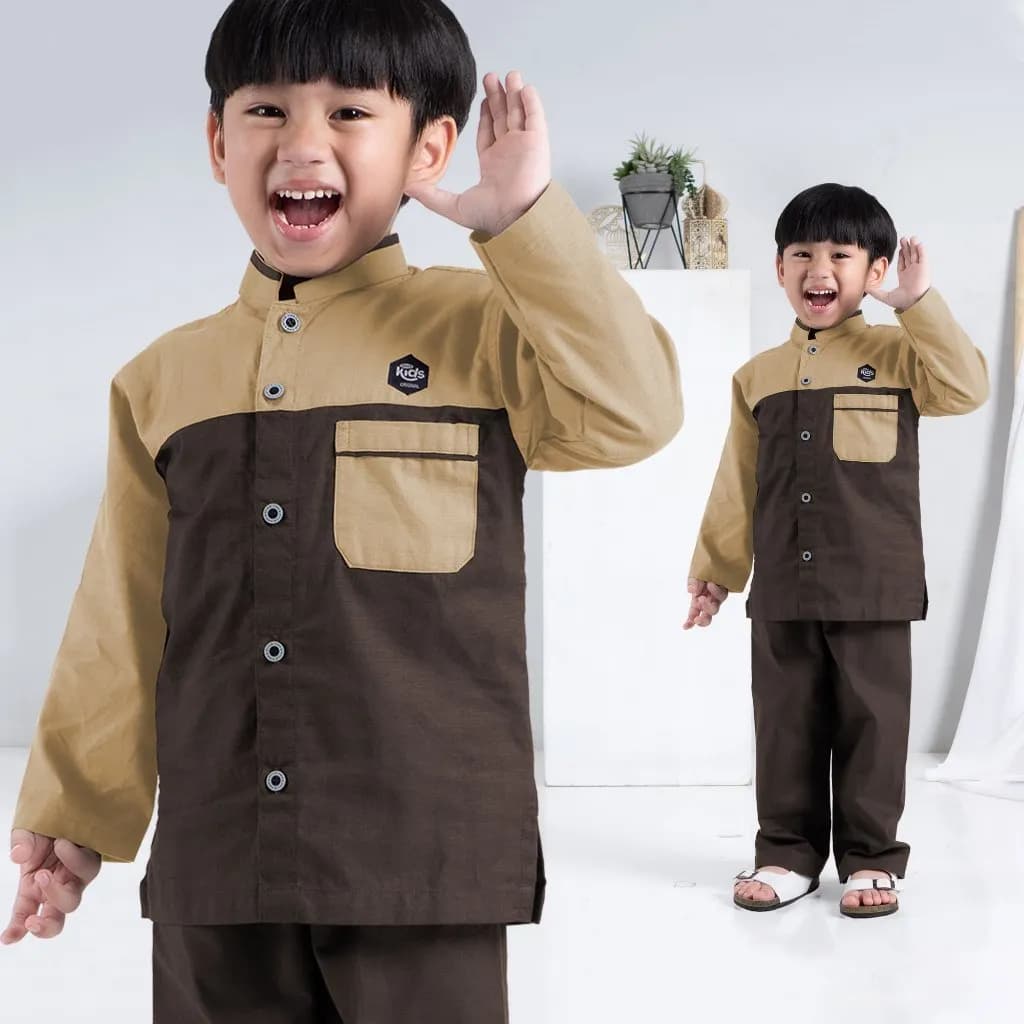 StyleKids | Baju Koko Anak Laki Laki 9-14 Tahun Setelan Koko Anak Lengan Panjang - Izyan