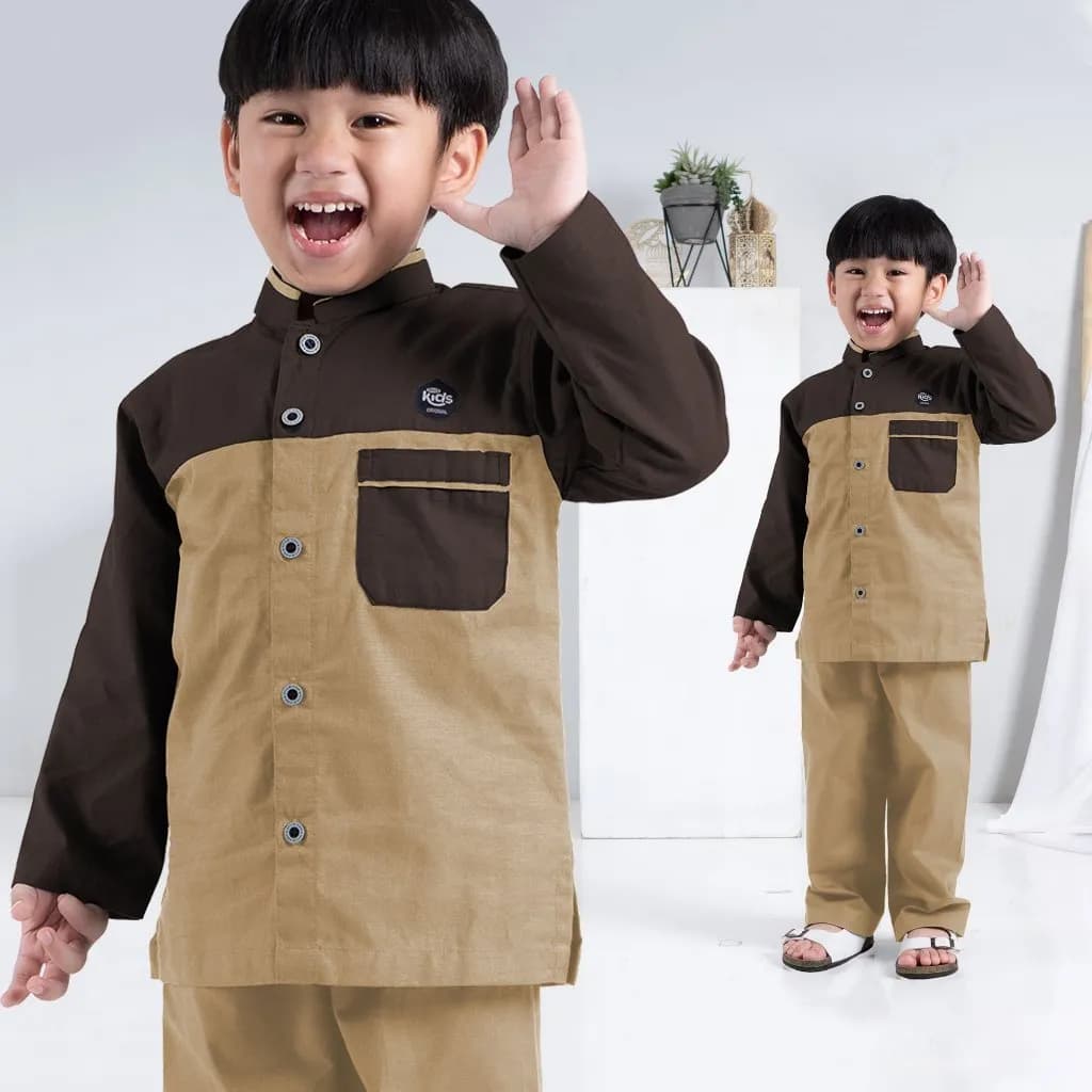 StyleKids | Baju Koko Anak Laki Laki 9-14 Tahun Setelan Koko Anak Lengan Panjang - Izyan