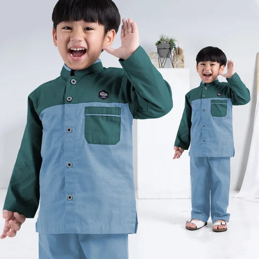 StyleKids | Baju Koko Anak Laki Laki 9-14 Tahun Setelan Koko Anak Lengan Panjang - Izyan