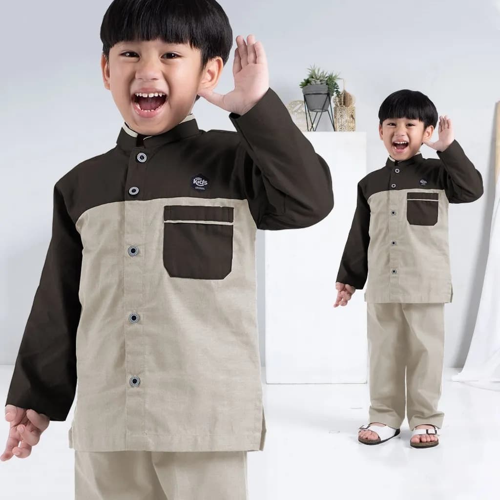 StyleKids | Baju Koko Anak Laki Laki 9-14 Tahun Setelan Koko Anak Lengan Panjang - Izyan