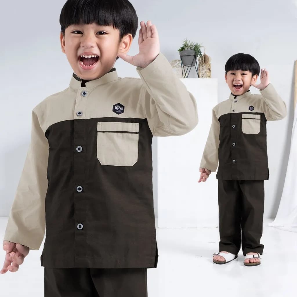 StyleKids | Baju Koko Anak Laki Laki 9-14 Tahun Setelan Koko Anak Lengan Panjang - Izyan
