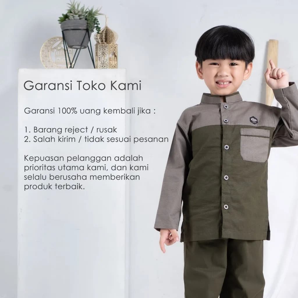 StyleKids | Baju Koko Anak Laki Laki 9-14 Tahun Setelan Koko Anak Lengan Panjang - Izyan