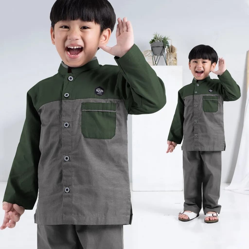 StyleKids | Baju Koko Anak Laki Laki 9-14 Tahun Setelan Koko Anak Lengan Panjang - Izyan