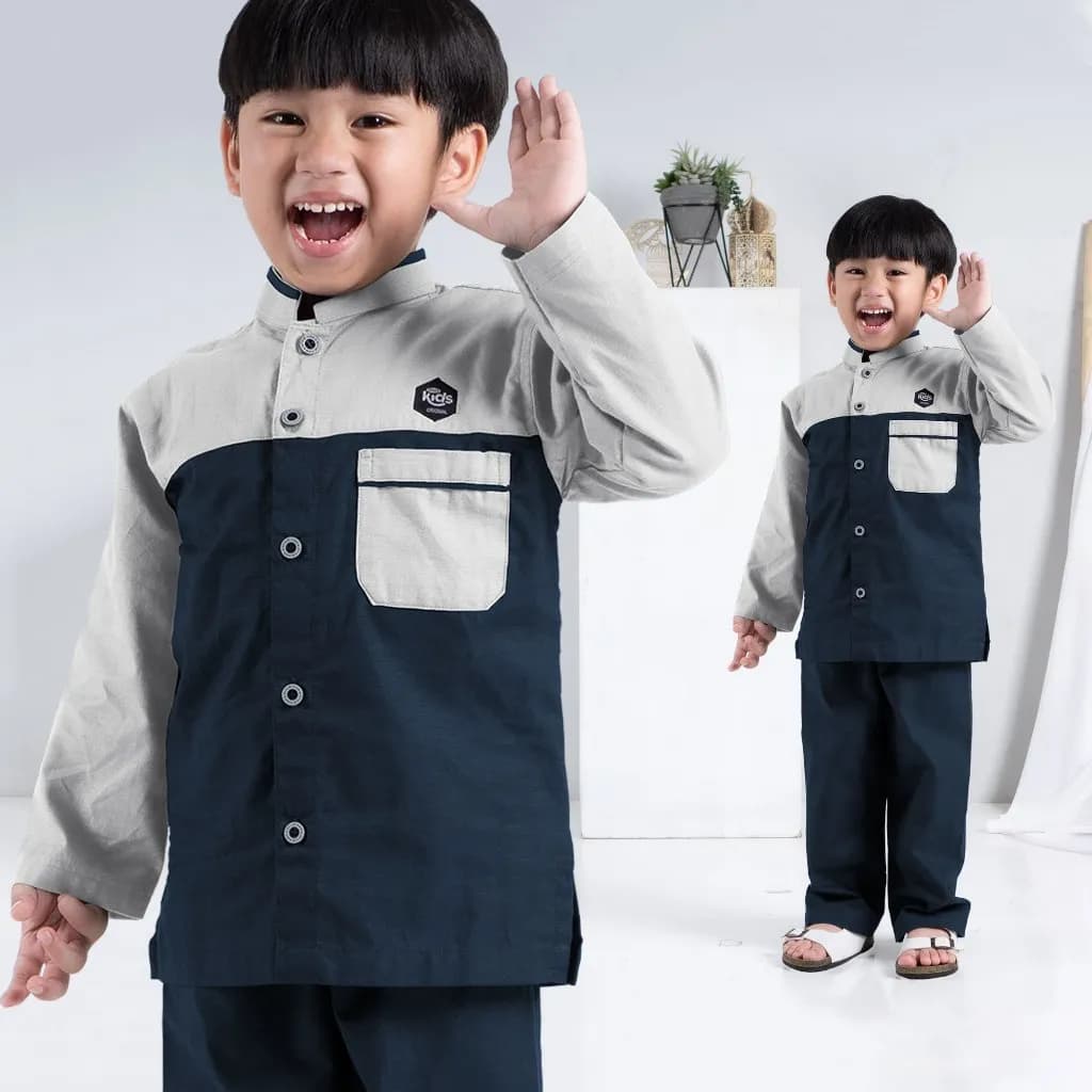 StyleKids | Baju Koko Anak Laki Laki 9-14 Tahun Setelan Koko Anak Lengan Panjang - Izyan