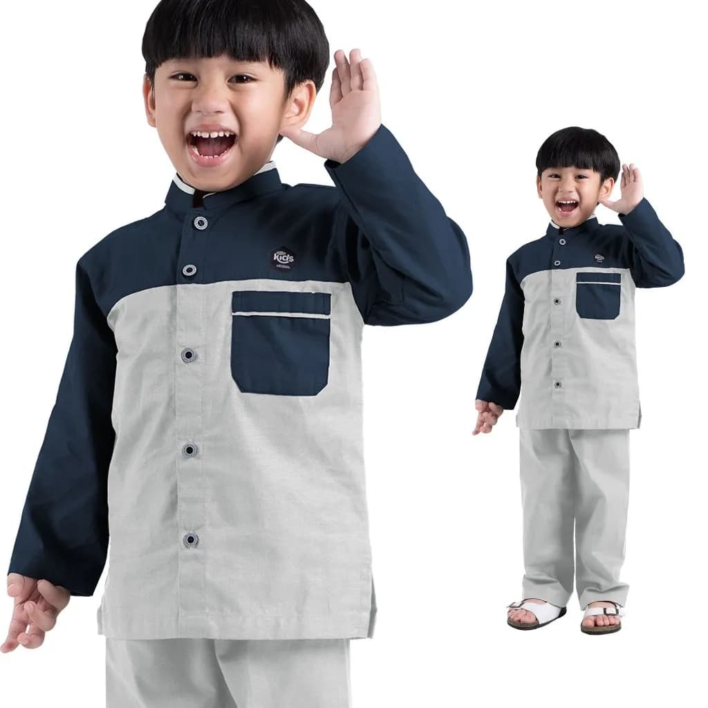 StyleKids | Baju Koko Anak Laki Laki 9-14 Tahun Setelan Koko Anak Lengan Panjang - Izyan