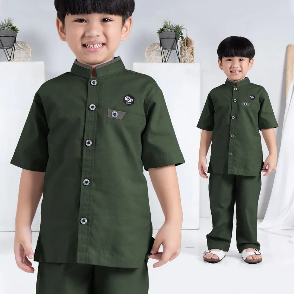 StyleKids | Baju Koko Anak Laki Laki 9-14 Tahun Setelan Koko Anak Premium - Rayno