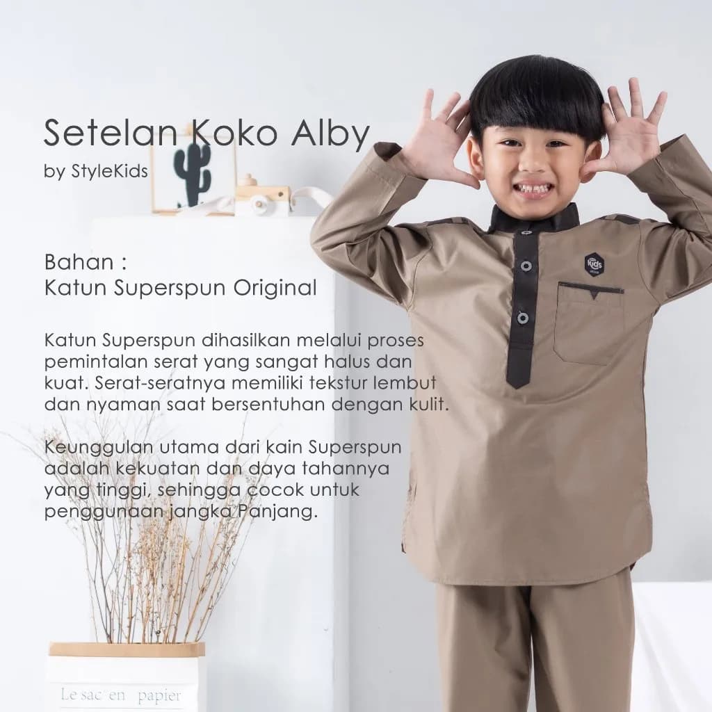StyleKids | Baju Koko Anak Laki-Laki 1-8 Tahun Setelan Koko Anak - Alby
