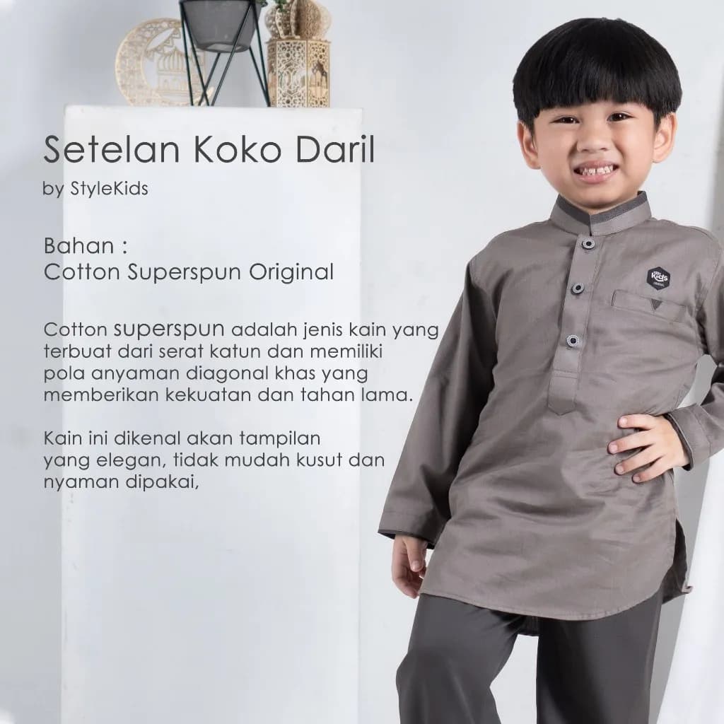 StyleKids | Setelan Koko Anak 1-8 Tahun Lengan Panjang Baju Koko Anak - Daril